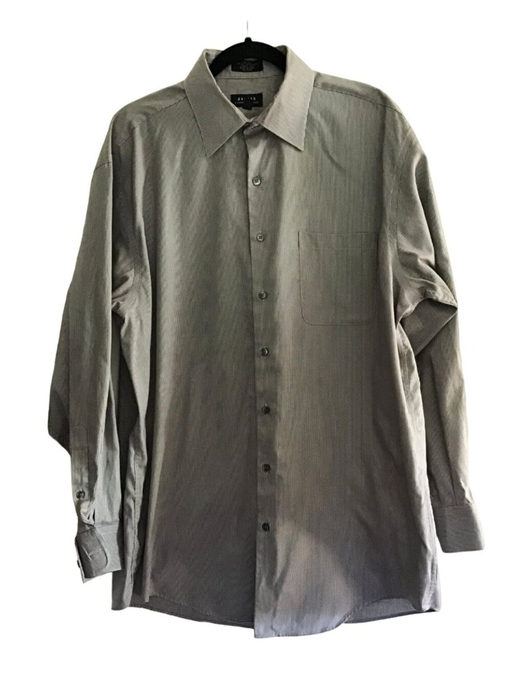 AXCESS- MENS STRIPED GREY 100% COTTON NON-IRON BUTTON-DOWN SHIRT SIZE NECK 17